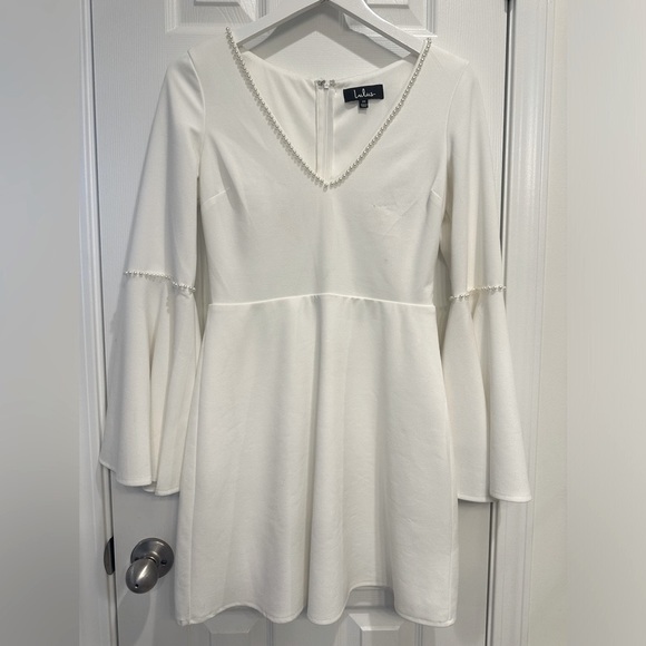 Lulus white long sleeve dress with pearl neckline - Picture 2 of 6